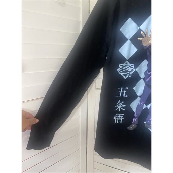 Gojo Satoru Jujutsu Kaisen Black Cotton T-Shirt Unisex Long Sleeves Sz Large - Picture 5 of 7